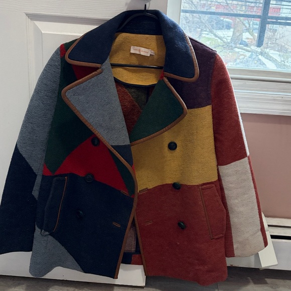 Tory Burch Colorblock Cheval Pea Coat - Picture 4 of 6